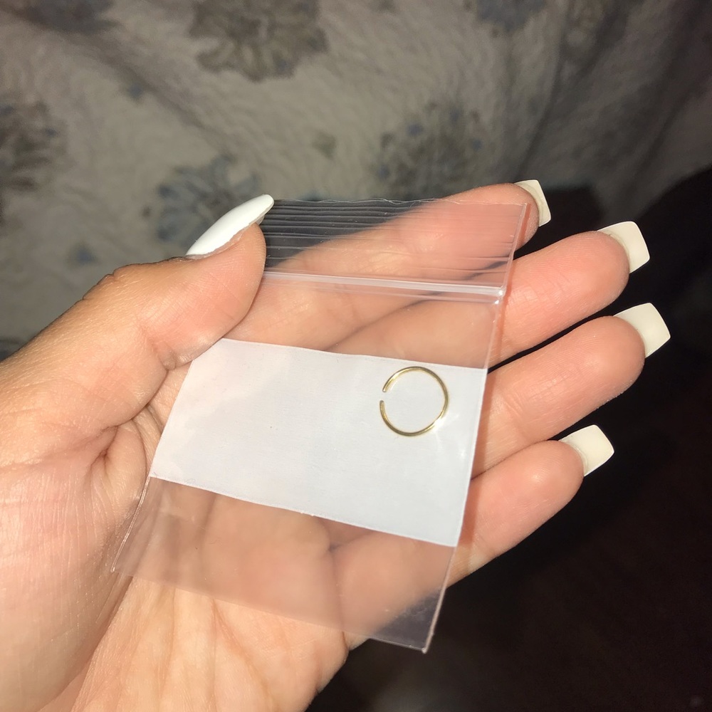 GOLD RING EARRING / CARTILAGE RING/ FAKE NOSE RING - Picture 2 of 3